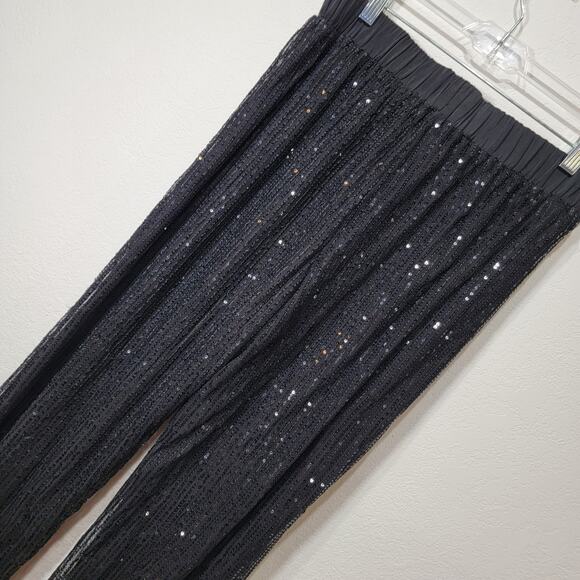 GiGio Black Sequin Joggers M Pants Sparkle Discocore Glam Lined Medium - Picture 1 of 13